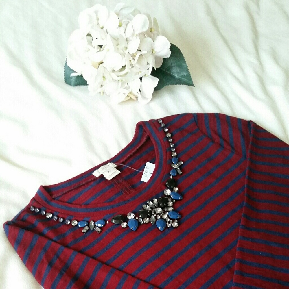J. Crew Embellished Long-Sleeve Tee